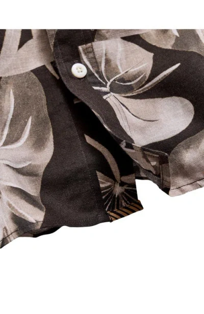 Billy Reid Tiled Leaf Print Short Sleeve Linen & Cotton Button-up Shirt In Pattern