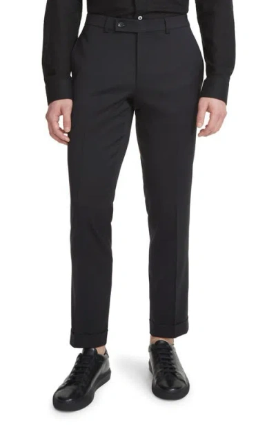 Jack Victor Payne Flat Front Wool Trousers In Black