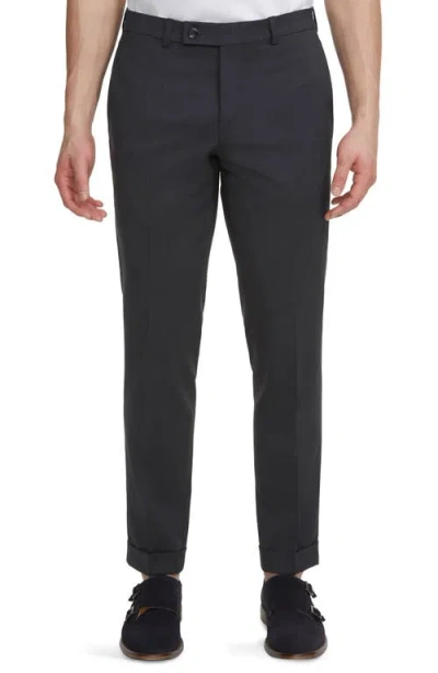 Jack Victor Payne Flat Front Wool Trousers In Black