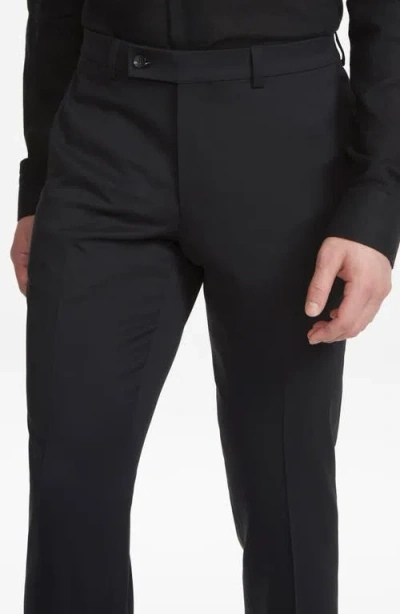 Jack Victor Payne Flat Front Wool Trousers In Black