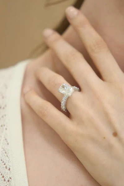Luvmyjewelry Maelis 14k Gold Radiant Lab Grown Diamond Hidden Halo Engagement Ring