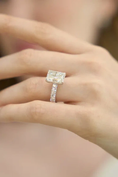 Luvmyjewelry Maelis 14k Gold Radiant Lab Grown Diamond Hidden Halo Engagement Ring