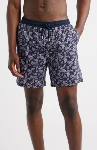 Stone Rose Summer Crush Skull Print Swim Trunks In Blue