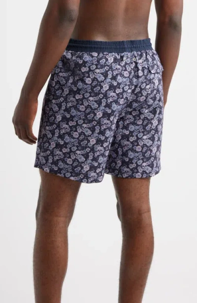 Stone Rose Summer Crush Skull Print Swim Trunks In Blue
