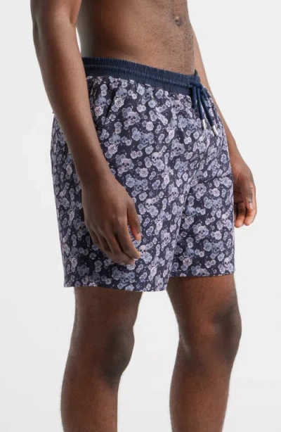 Stone Rose Summer Crush Skull Print Swim Trunks In Blue