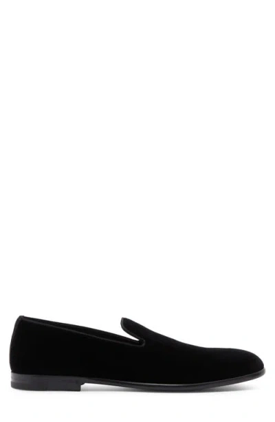 Dolce & Gabbana Black Dg Crown Embroidery Loafers Slip On Shoes