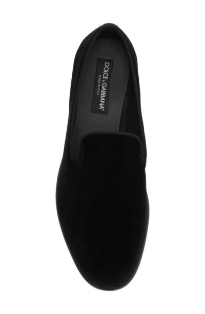 Dolce & Gabbana Black Dg Crown Embroidery Loafers Slip On Shoes