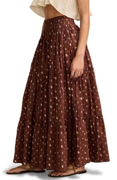 Lucky Brand Broomstick Full Tiered Cotton Maxi Skirt