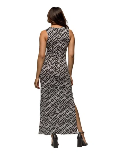 24seven Comfort Apparel Maternity Black And White Print Sleeveless Side Slit Maxi Dress In Animal Print