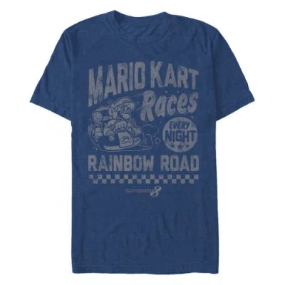 Nintendo Distressed Mario Races Every Night  Graphic T-shirt In Blue