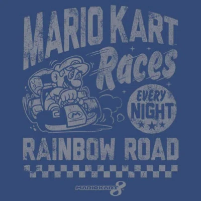 Nintendo Distressed Mario Races Every Night  Graphic T-shirt In Blue