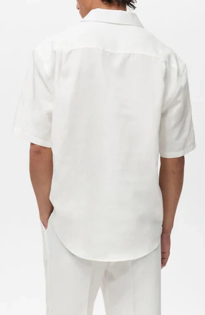 Mango Lyocell & Linen Blend Polo In White
