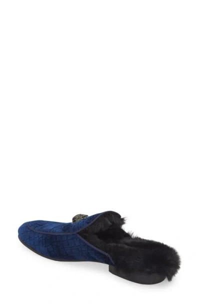 Kurt Geiger London Hugh Velvet & Faux Fur Loafer Mule