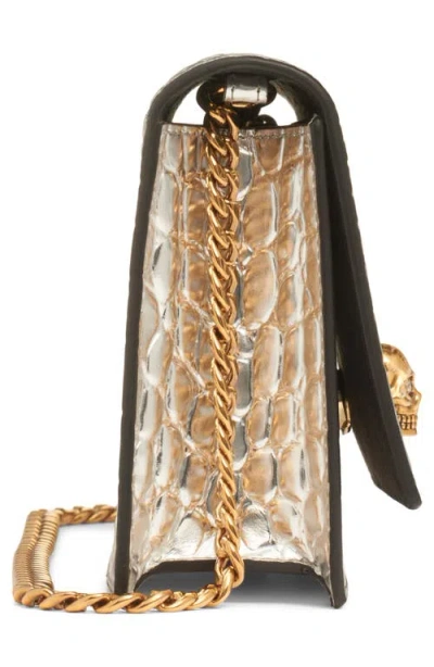 Alexander Mcqueen Mcqueen Small Skull Croc Embossed Leather Shoulder Bag