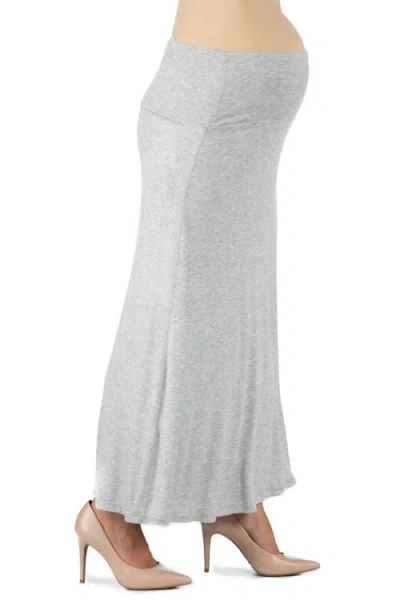 24seven Comfort Apparel Maternity Elastic Waist Maxi Skirt In Gray