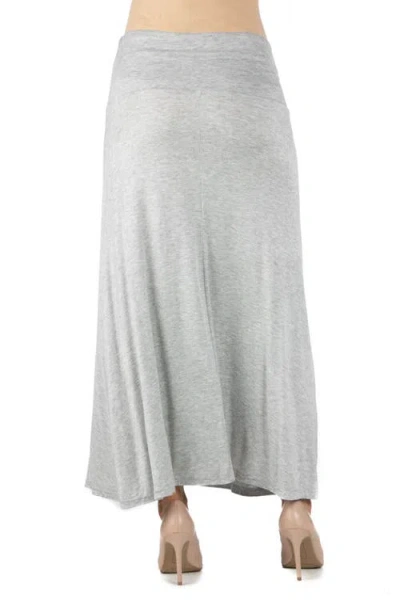 24seven Comfort Apparel Maternity Elastic Waist Maxi Skirt In Gray