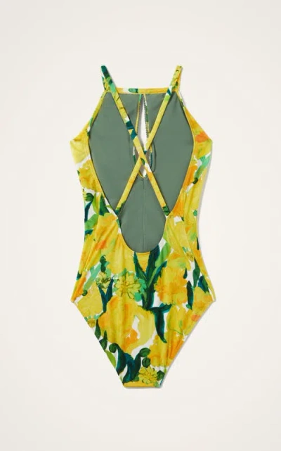La Doublej Floral-print Halter Swimsuit
