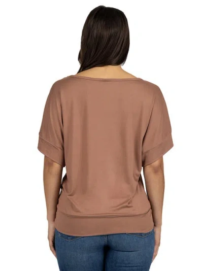 24seven Comfort Apparel Maternity Loose Fit Dolman Top With Wide Sleeves In Brown
