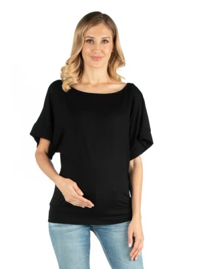 24seven Comfort Apparel Loose Fit Dolman Maternity Top With Wide Sleeves