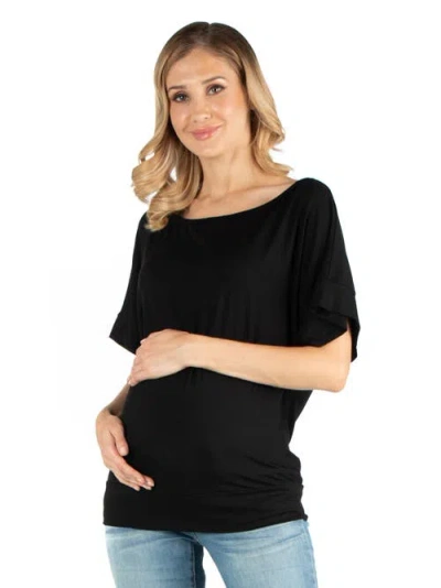 24seven Comfort Apparel Loose Fit Dolman Maternity Top With Wide Sleeves