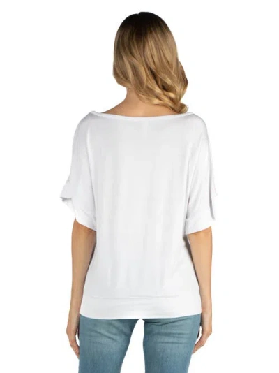 24seven Comfort Apparel Loose Fit Dolman Maternity Top With Wide Sleeves In White