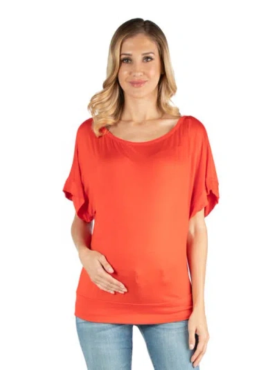 24seven Comfort Apparel Maternity Loose Fit Dolman Top With Wide Sleeves In Animal Print