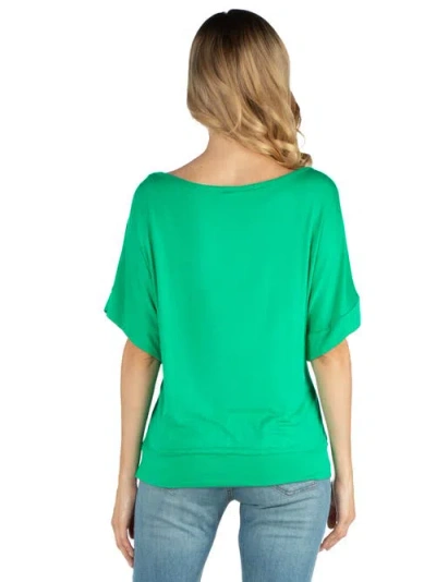 24seven Comfort Apparel Maternity Loose Fit Dolman Top With Wide Sleeves In Green