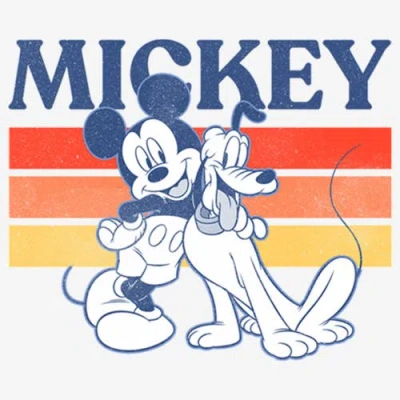 Mickey & Friends Retro Pluto And Mickey Mouse  Graphic T-shirt