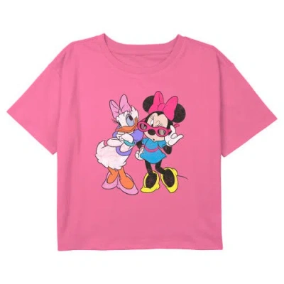 Mickey & Friends Girl's  Daisy Duck And Minnie Mouse Sunglasses  Graphic T-shirt In Pink