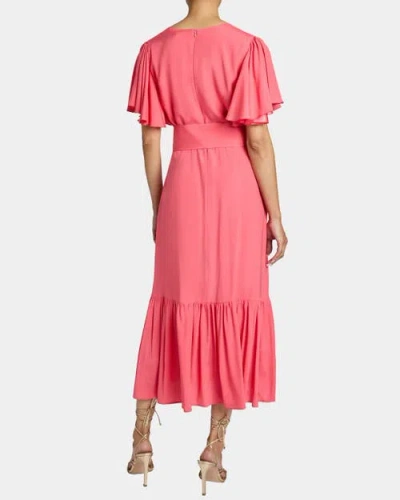 Santorelli Alexandra Ruffled Midi Dress In Pink