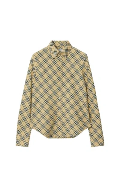 Burberry Slim Fit Check Cotton Shirt In Green