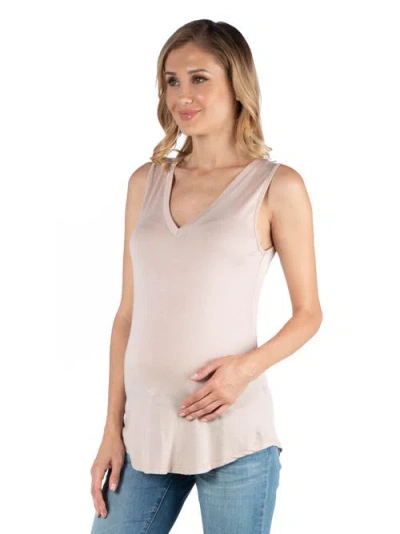 24seven Comfort Apparel Maternity V-neck Tunic Tank Top With Round Hemline