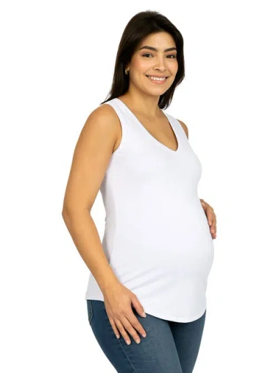 24seven Comfort Apparel Maternity V-neck Tunic Tank Top With Round Hemline