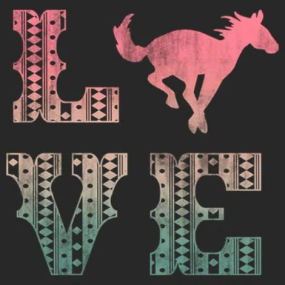 Lost Gods Girl's  Horse Retro Love Text  Graphic T-shirt In Black