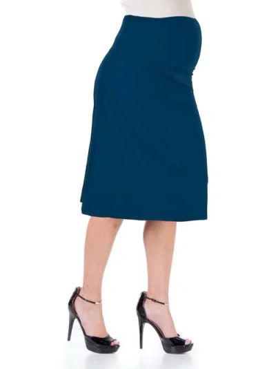 24seven Comfort Apparel Plus Size A-line Elastic Waist Knee Length Skirt