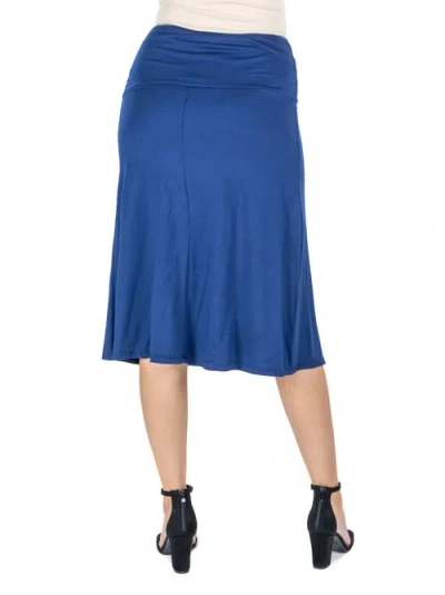 24seven Comfort Apparel Plus Size A-line Elastic Waist Knee Length Skirt