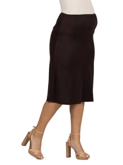 24seven Comfort Apparel Maternity A-line Elastic Waist Knee Length Skirt