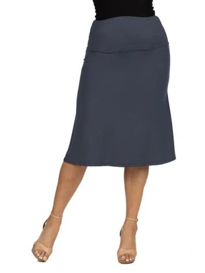 24seven Comfort Apparel A Line Elastic Waist Knee Length Skirt