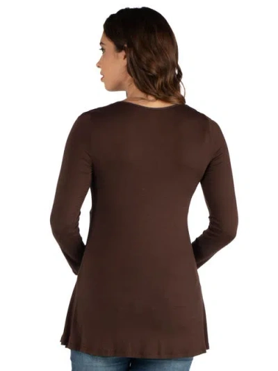 24seven Comfort Apparel Maternity Long Sleeve Swing Style Flared Tunic Top