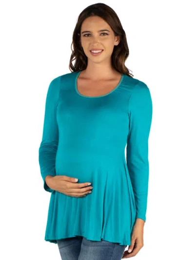24seven Comfort Apparel Maternity Long Sleeve Swing Style Flared Tunic Top
