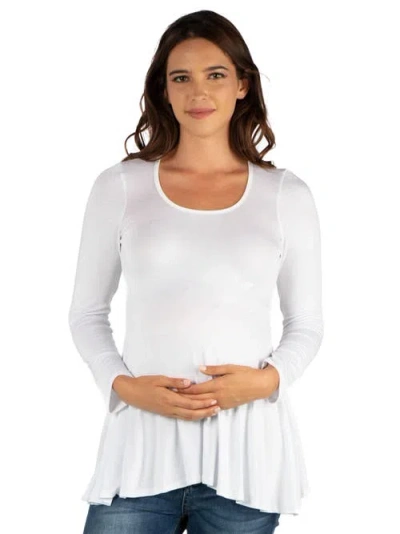 24seven Comfort Apparel Maternity Long Sleeve Swing Style Flared Tunic Top