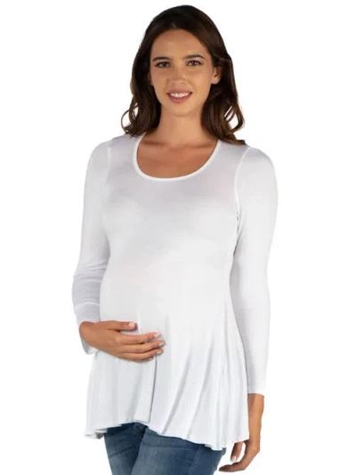 24seven Comfort Apparel Maternity Long Sleeve Swing Style Flared Tunic Top