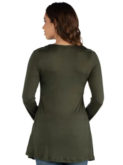 24seven Comfort Apparel Maternity Long Sleeve Swing Style Flared Tunic Top