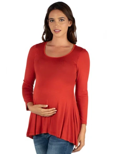 24seven Comfort Apparel Maternity Long Sleeve Swing Style Flared Tunic Top