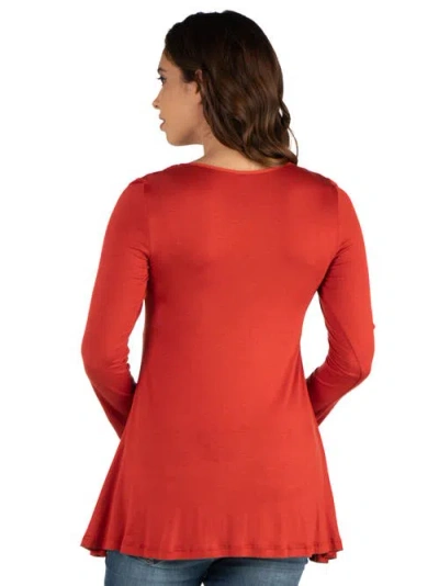 24seven Comfort Apparel Maternity Long Sleeve Swing Style Flared Tunic Top