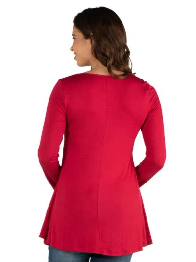 24seven Comfort Apparel Maternity Long Sleeve Swing Style Flared Tunic Top