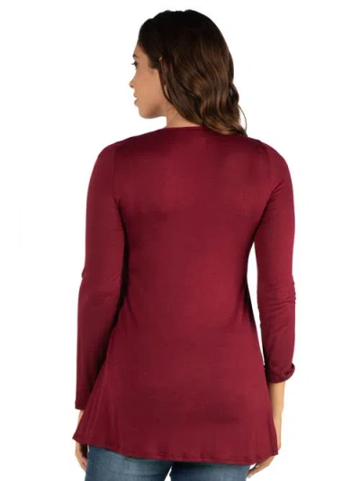 24seven Comfort Apparel Maternity Long Sleeve Swing Style Flared Tunic Top