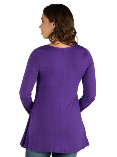 24seven Comfort Apparel Maternity Long Sleeve Swing Style Flared Tunic Top
