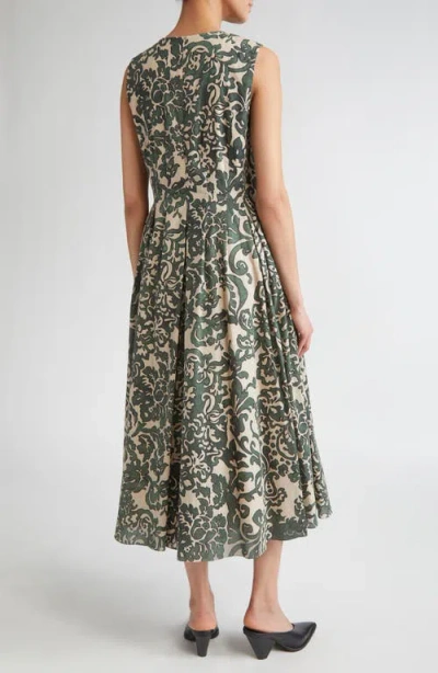 Max Mara Venic Print Pleated Cotton Voile Dress In Multi