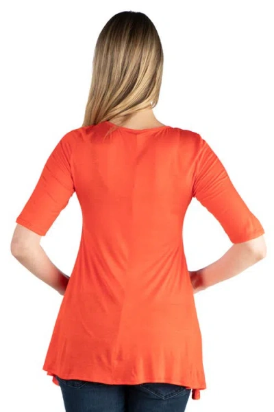 24seven Comfort Apparel Maternity Elbow Swing Tunic Top In Orange